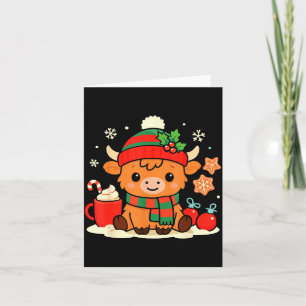 Cute Christmas Highland Cow Heifer Xmas Farm Anima Card