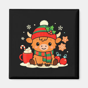 Cute Christmas Highland Cow Heifer Xmas Farm Anima Magnet