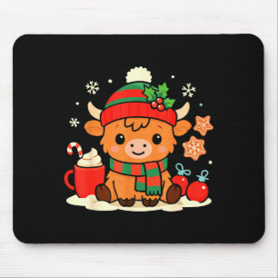 Cute Christmas Highland Cow Heifer Xmas Farm Anima Mouse Mat