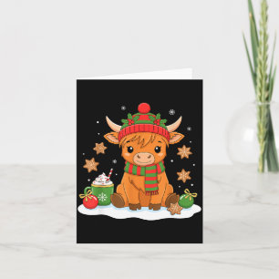 Cute Christmas Highland Cow Lover Xmas Women Farm  Card