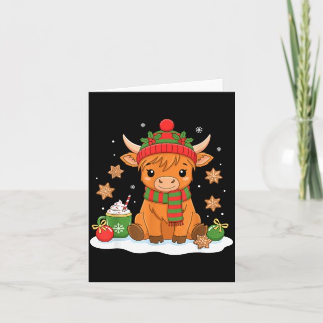 Cute Christmas Highland Cow Lover Xmas Women Farm  Card (Front)