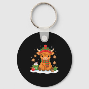 Cute Christmas Highland Cow Lover Xmas Women Farm  Key Ring