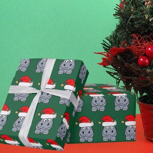 Cute Christmas Hippo Wrapping Paper
