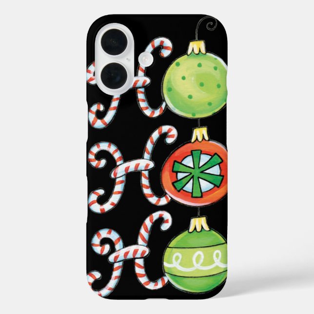 Cute Christmas Ho Ho Ho, Candy Canes Ornaments Case-Mate iPhone Case (Back)