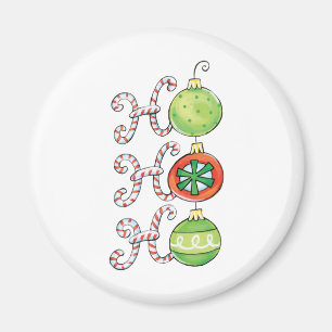 Cute Christmas Ho Ho Ho, Candy Canes Ornaments Magnet