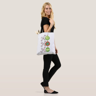 Cute Christmas Ho Ho Ho, Candy Canes Ornaments Tote Bag