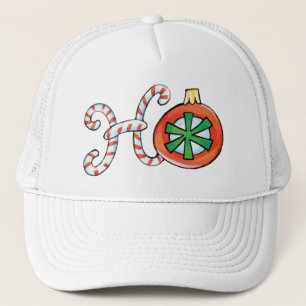 Cute Christmas Ho Ho Ho, Candy Canes Ornaments Trucker Hat