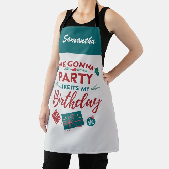 Cute Christmas Holiday Birthday Party Personalised Apron (Insitu)