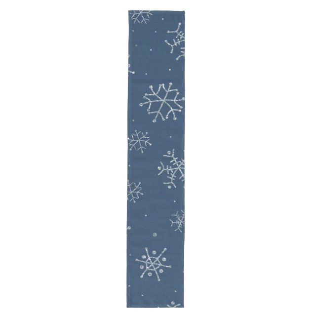 Cute Christmas holiday blue snowflake winter Xmas Medium Table Runner (Front)