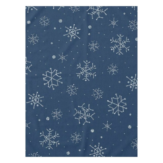 Cute Christmas holiday blue snowflake winter Xmas Tablecloth (Front)