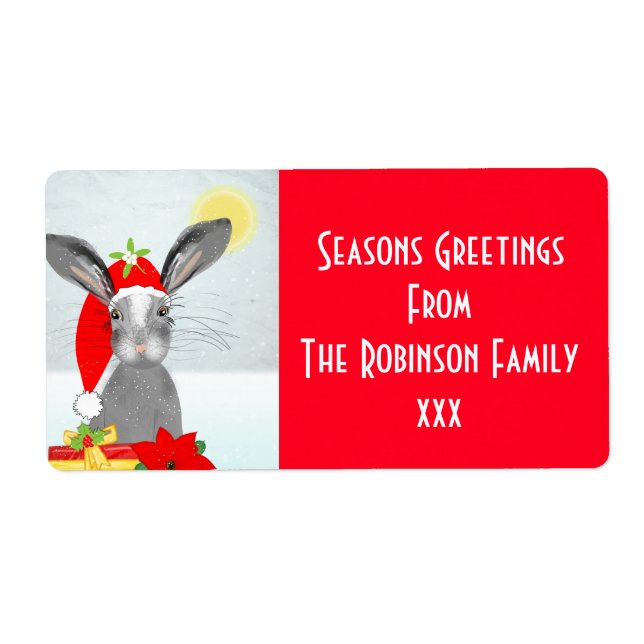 Cute Christmas Holiday Bunny Rabbit Editable (Front)