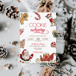 Cute Christmas Holiday Cookie Exchange Party Invitation