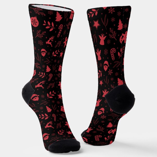 Cute Christmas Holiday Festive Socks (Angled)