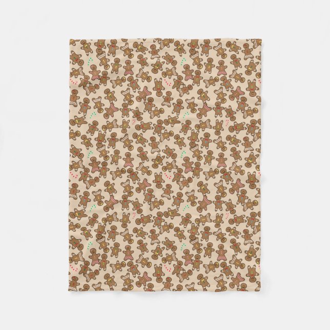 Cute Christmas Holiday Gingerbread Men Cookies Fleece Blanket