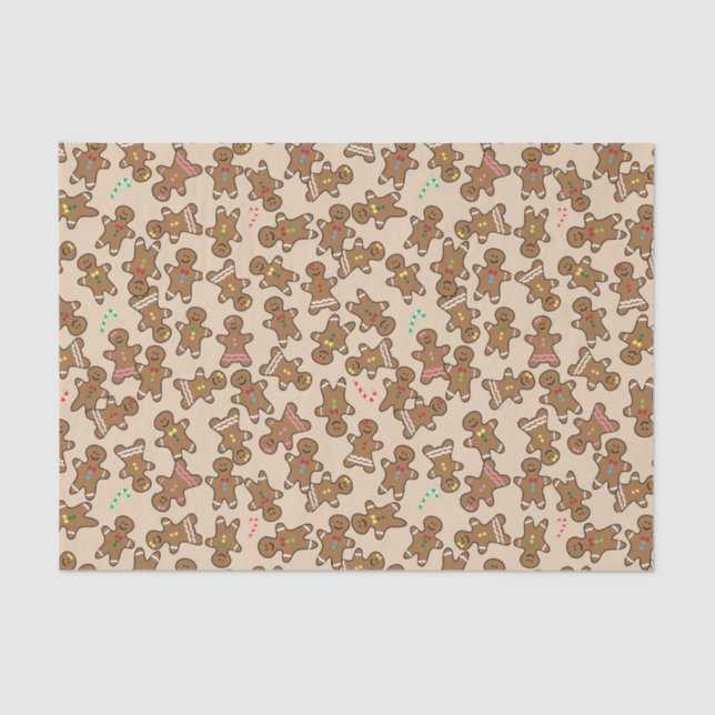 Cute Christmas Holiday Gingerbread Men Cookies Tissue Paper (Front)