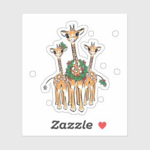 Cute Christmas Holiday Giraffes