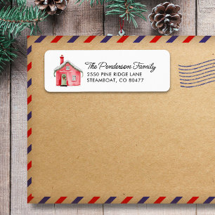 Cute Christmas Holiday House Custom Return Address