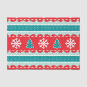 Cute Christmas Holiday Pattern In Red Teal Mint Tissue Paper