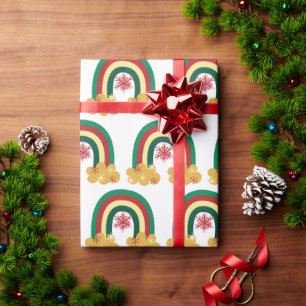 Cute Christmas Holiday Rainbow Gift Wrapping Paper