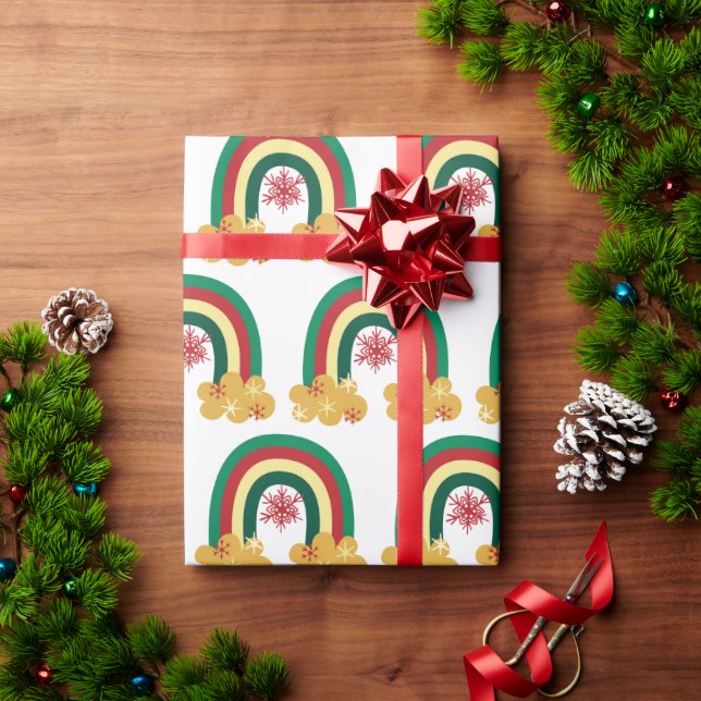 Cute Christmas Holiday Rainbow Gift  Wrapping Paper (Holiday Gift)