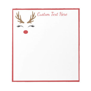 Cute Christmas Holiday Rudolf Reindeer Red Nose Notepad
