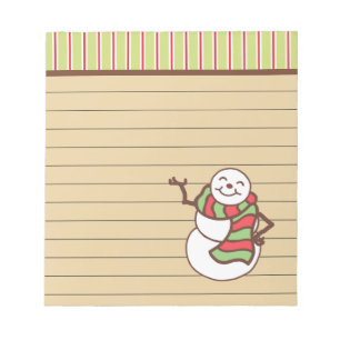 Cute Christmas Holiday Snowman Notepad Gift