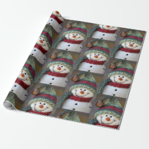 Cute Christmas Holiday Snowman Wrapping Paper
