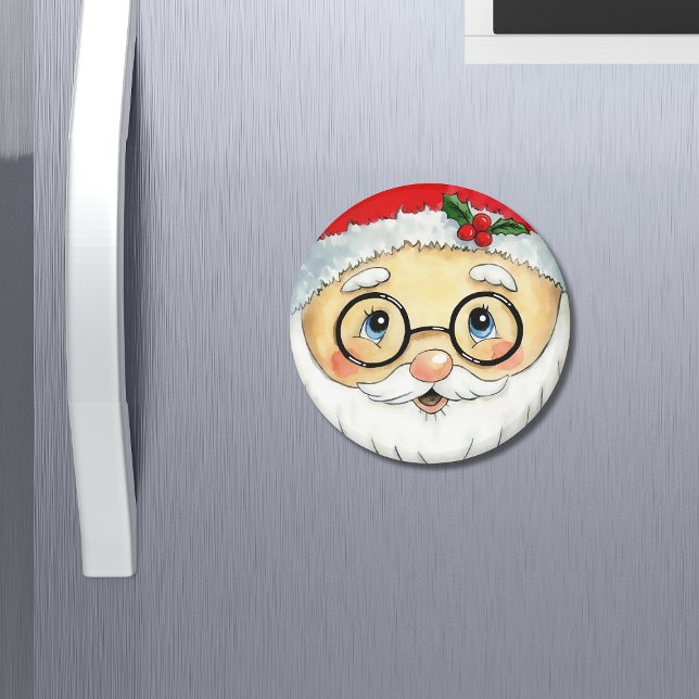 Cute Christmas Holiday Watercolor Santa Face Magnet (Creator Uploaded)