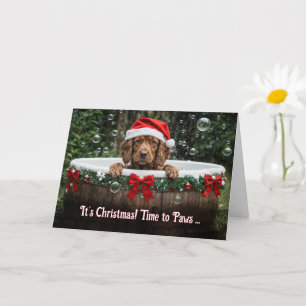 Cute Christmas Holiday with Irish Setter Puppy  Card