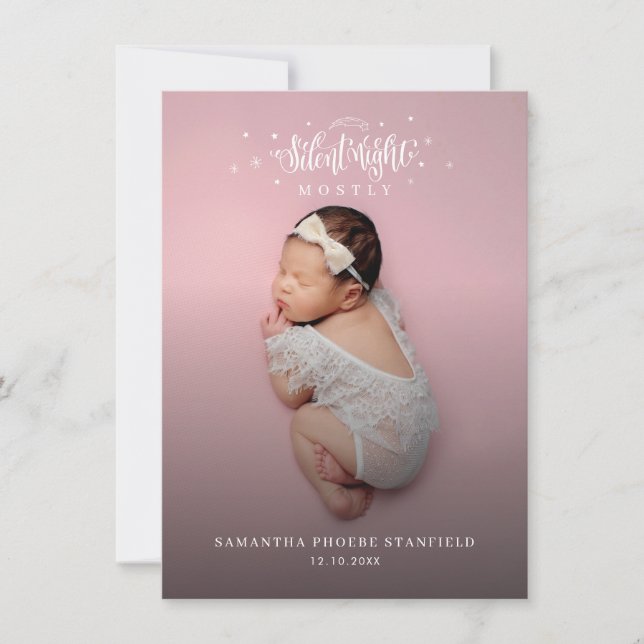 Cute Christmas Holidays Photo Birth Announcement (Front)