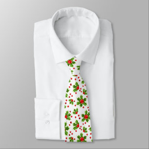 cute christmas holly and berries tie