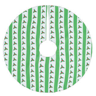 Cute Christmas Holly Berry Pattern Brushed Polyester Tree Skirt