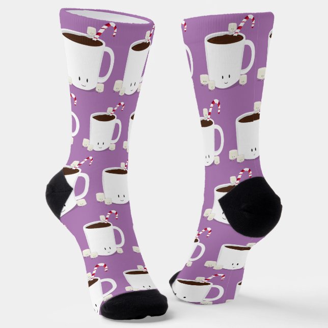 Cute Christmas Hot Chocolate Hot Cocoa Socks (Angled)