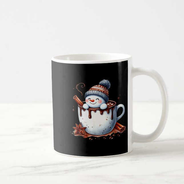 Cute Christmas Hot Chocolate Snowman  Coffee Mug (Right)