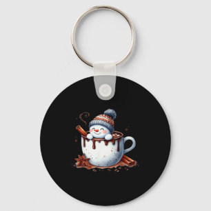 Cute Christmas Hot Chocolate Snowman Key Ring