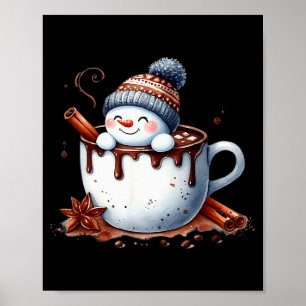 Cute Christmas Hot Chocolate Snowman Poster