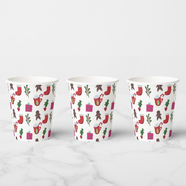Cute Christmas Hot Chocolate Winter Holiday Paper Cups (Multi)