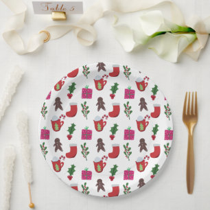Cute Christmas Hot Chocolate Winter Holiday Paper Plate