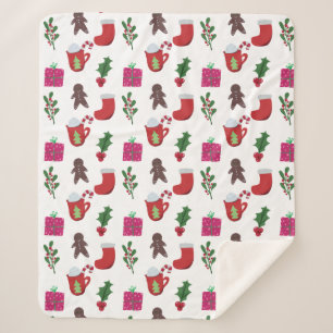 Cute Christmas Hot Chocolate Winter Holiday Sherpa Blanket