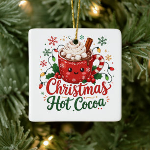Cute Christmas Hot Cocoa Mug Ceramic Ornament