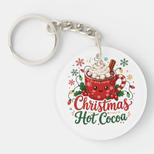 Cute Christmas Hot Cocoa Mug Key Ring