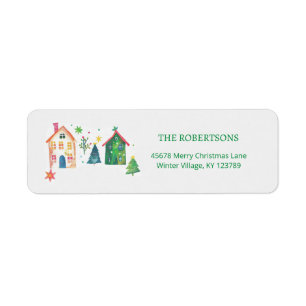 Cute Christmas Houses Return Address Labels