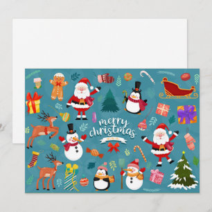 Cute Christmas icons Holiday Card