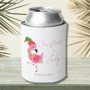 Cute Christmas In July Flamingo  Can Cooler