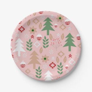 Cute Christmas in pink Paper Plate