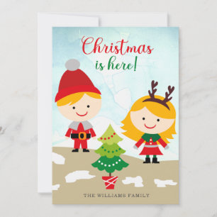 Cute Christmas is Here! Kids Holiday Card