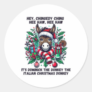 Cute Christmas Italian Christmas Donkey Dominick T Classic Round Sticker
