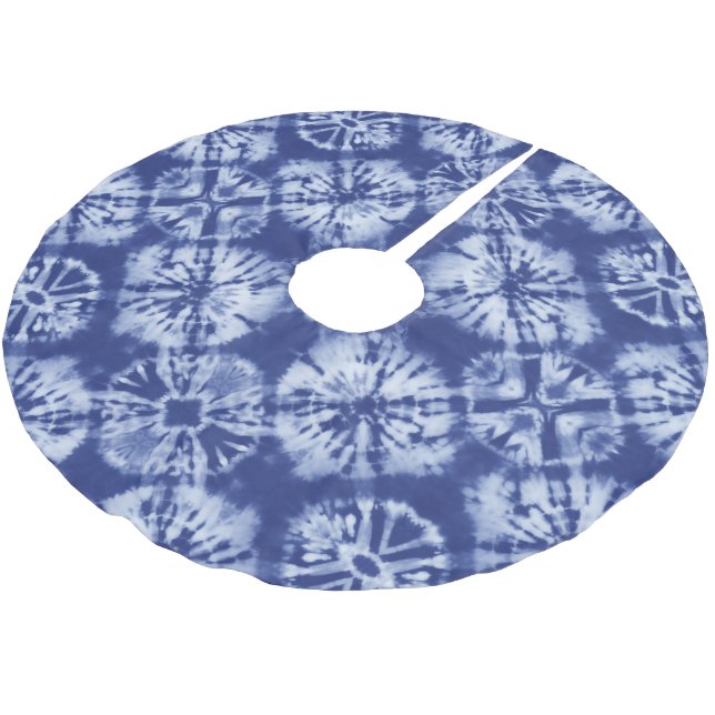 Cute Christmas Japanese Shibori Pattern Print Brushed Polyester Tree Skirt (Angled)