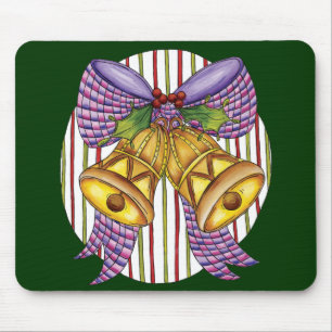 Cute Christmas Jingle Bells with Ribbon and Bow Mouse Mat