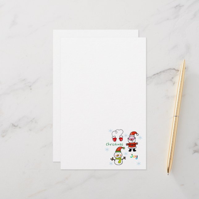 cute Christmas joy Stationery (Front/Back In Situ)